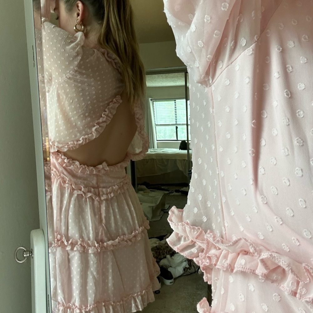 Elegant Pink Ruffle Dress - Picture 8 of 8